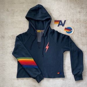 Aviator Nation Rainbow Chevron Hoodie - S